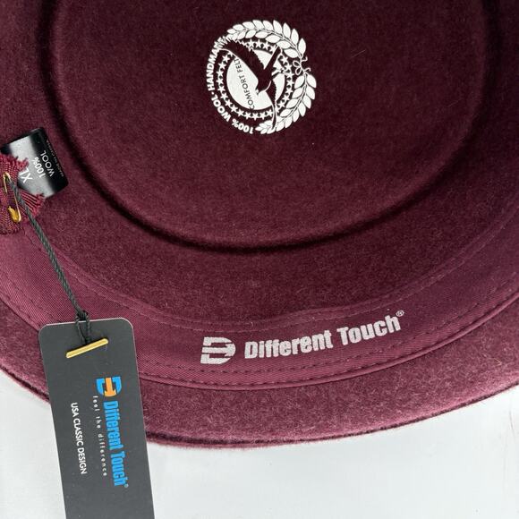 Different Touch Hat Womens Size XL 7 1/2‎ Wool Fedora Burgundy Ribbon Tie - Picture 14 of 15